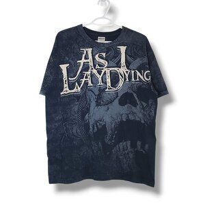 Vintage Y2K As I Lay Dying Skull Graphic Band Shirt Black Size L